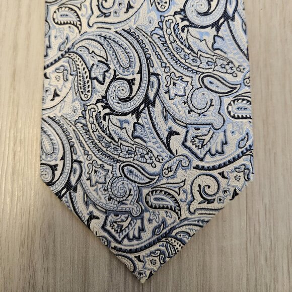 Campia Moda Blue Paisley Print Silk Tie - Picture 2 of 3